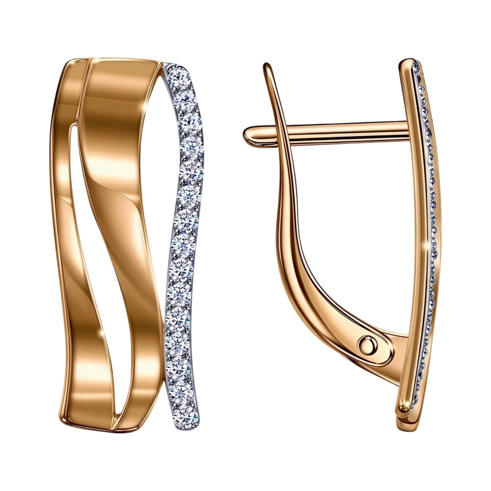 Ювелирное изделие - Серьги из красного золота с фианитами в магазине Best-Gold 150638