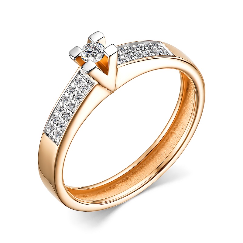 Кольцо из красного золота с бриллиантами