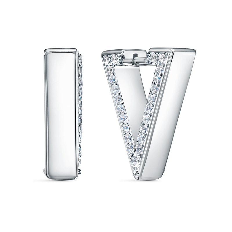 Серьги из серебра с фианитами