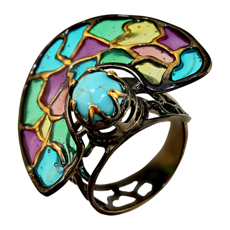 Ювелирное изделие - Кольцо из серебра с бирюзой иск. в магазине Best-Gold 048601