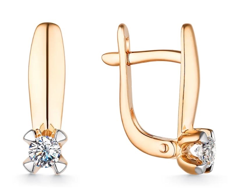 Серьги из красного золота с бриллиантами