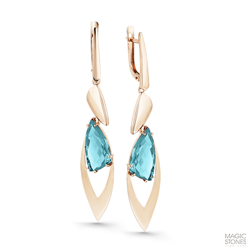 Ювелирное изделие - Серьги из красного золота с аквамаринами в магазине Best-Gold 083423