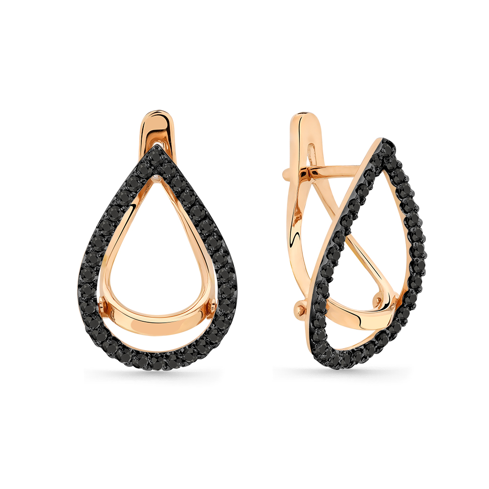 Ювелирное изделие - Серьги из красного золота с фианитами в магазине Best-Gold 151656