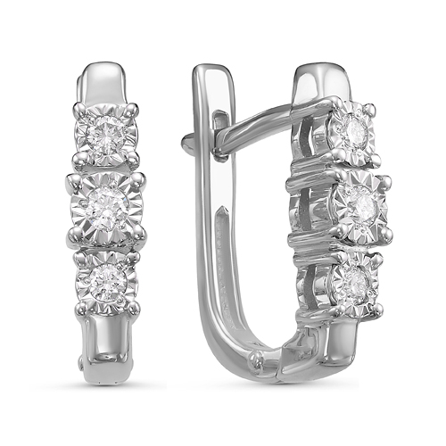 Ювелирное изделие - Серьги из серебра с бриллиантами в магазине Best-Gold 147324