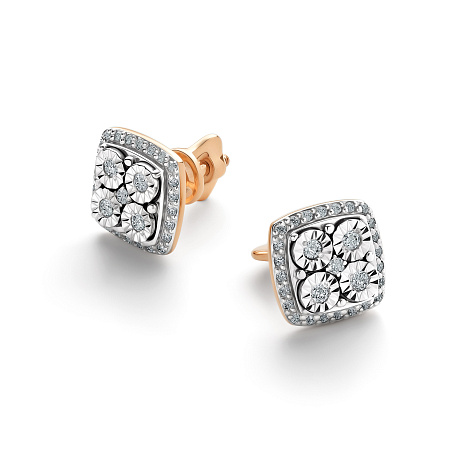 Ювелирное изделие - Серьги из красного золота с бриллиантами в магазине Best-Gold 158775