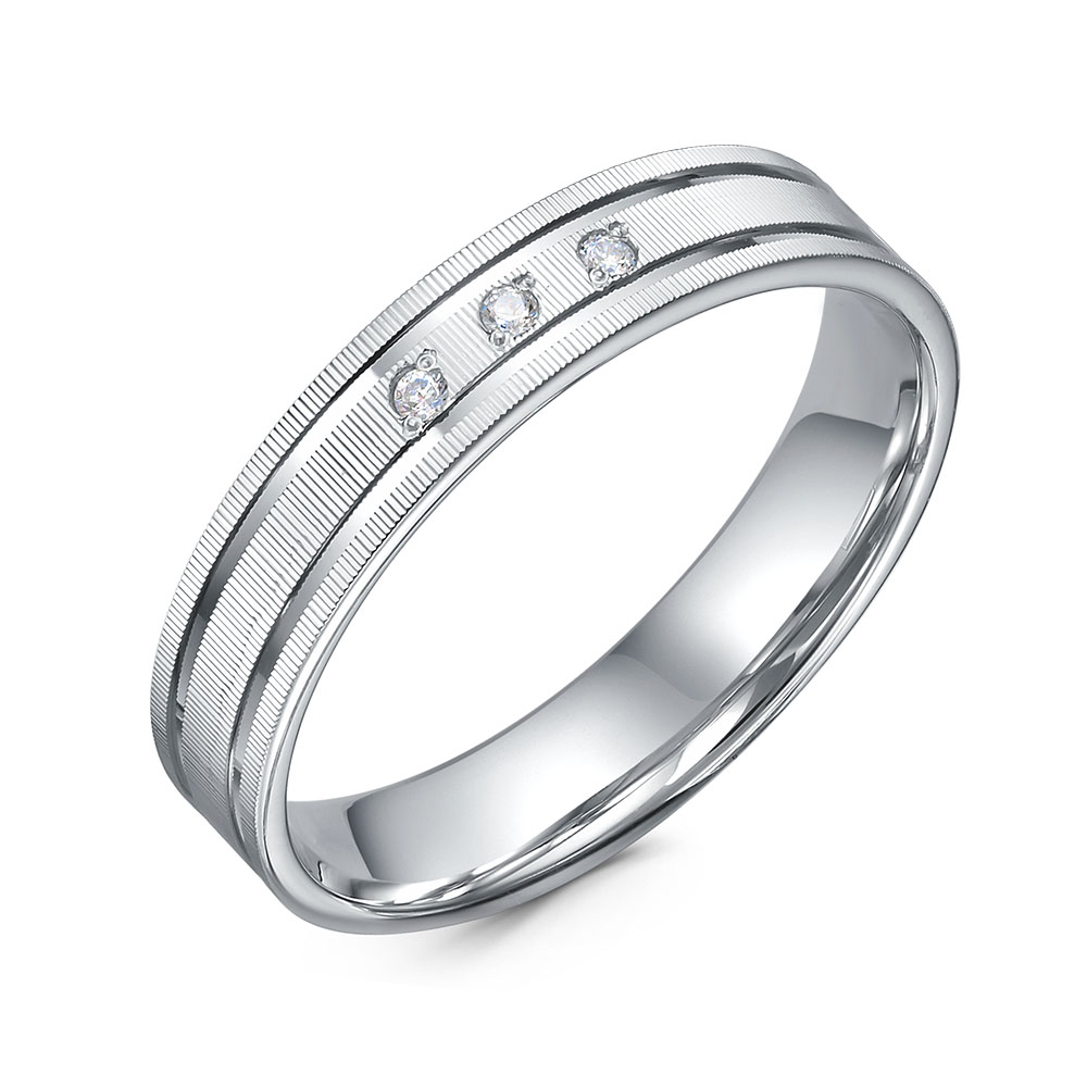 Обручальное кольцо из серебра с фианитами