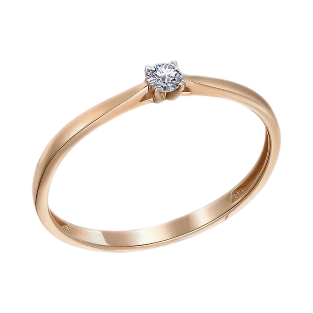 Кольцо из красного золота с бриллиантом