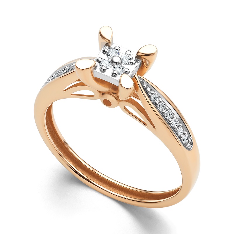 Кольцо из красного золота с бриллиантами