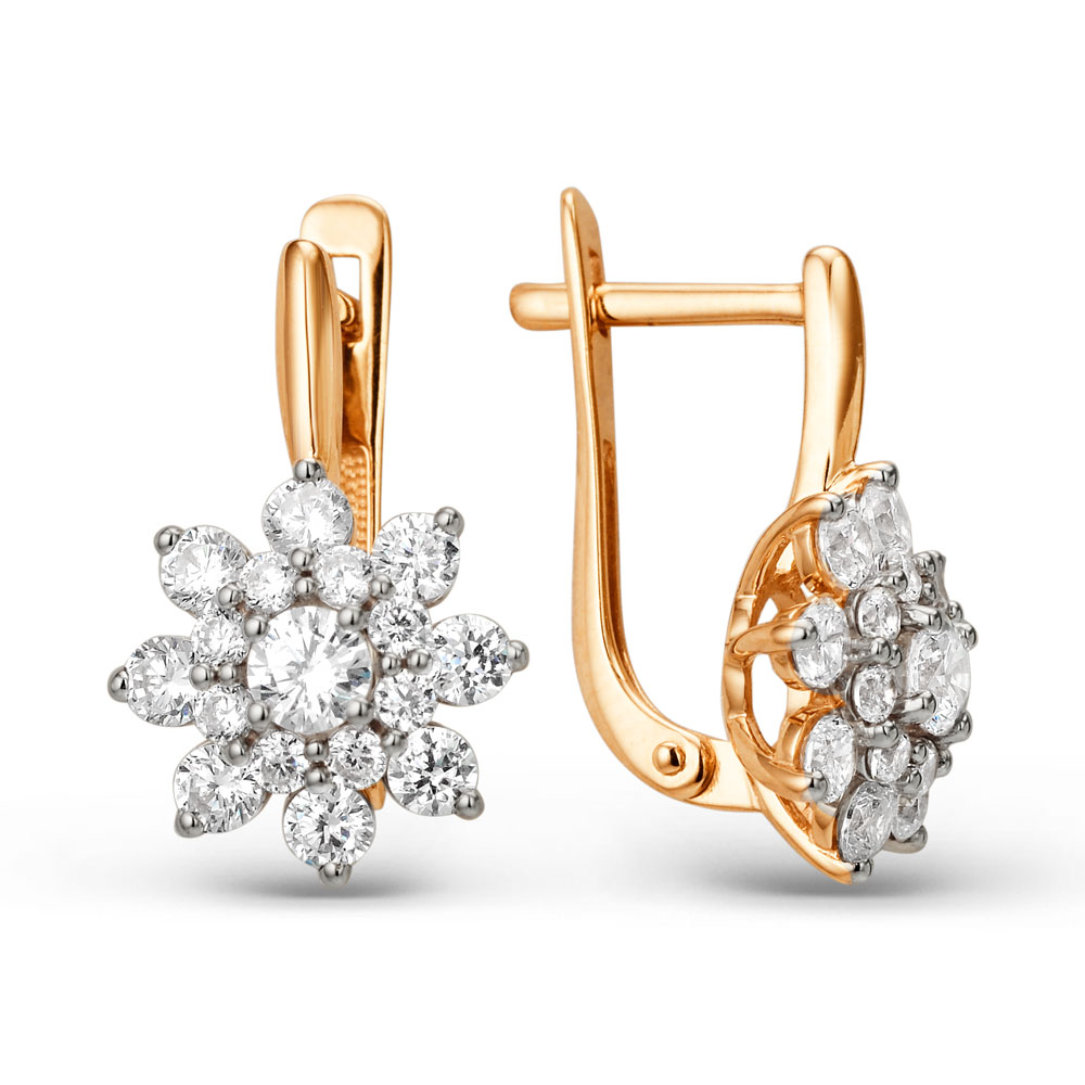 Ювелирное изделие - Серьги из красного золота с фианитами в магазине Best-Gold 037349