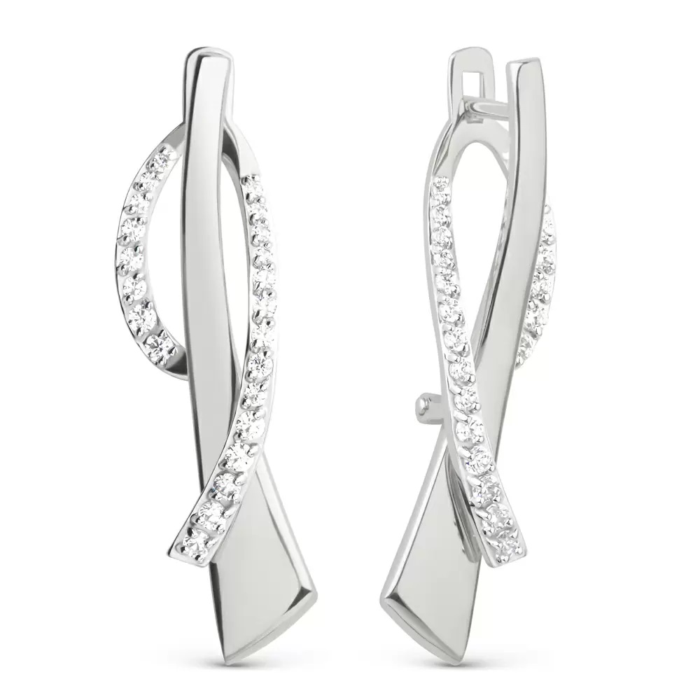 Ювелирное изделие - Серьги в белом золоте с фианитами в магазине Best-Gold 129041