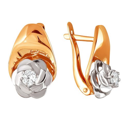 Ювелирное изделие - Серьги из красного золота с фианитами в магазине Best-Gold 126555