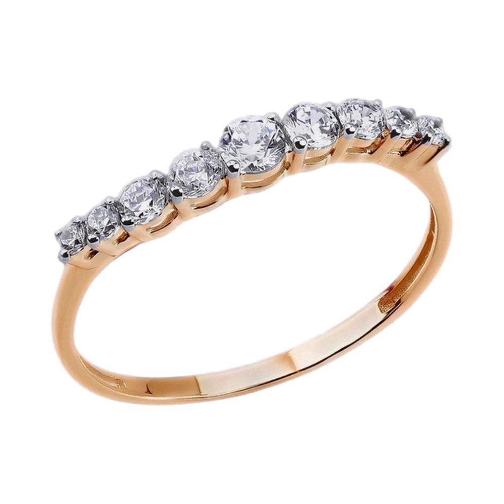 Кольцо из красного золота с фианитами