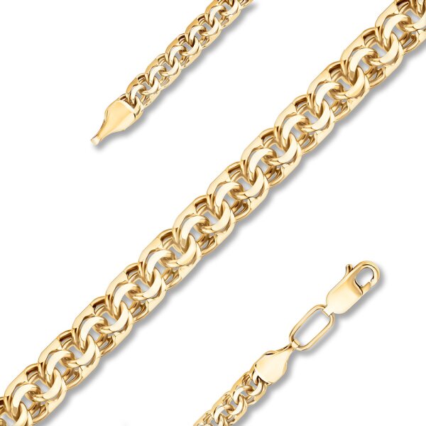 Цепь из жёлтого золота плетение гарибальди