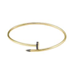 Браслет жесткий из желтого золота с фианитами