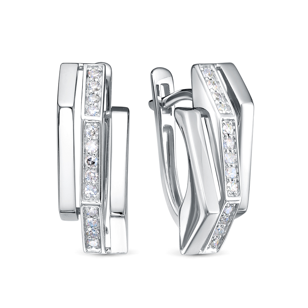 Ювелирное изделие - Серьги из белого золота с бриллиантами в магазине Best-Gold 153853