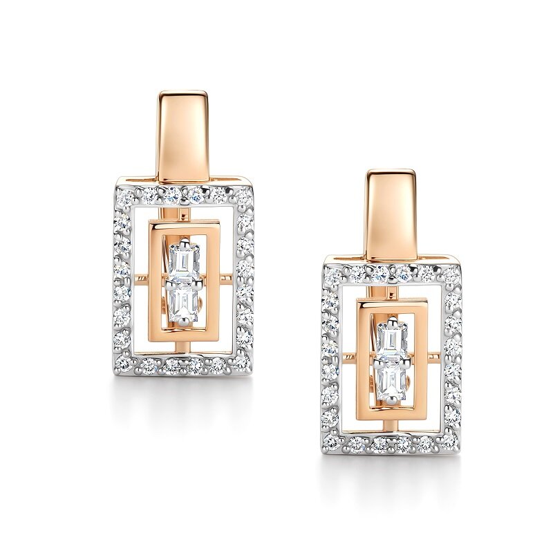 Ювелирное изделие - Серьги из красного золота с бриллиантами в магазине Best-Gold 154402