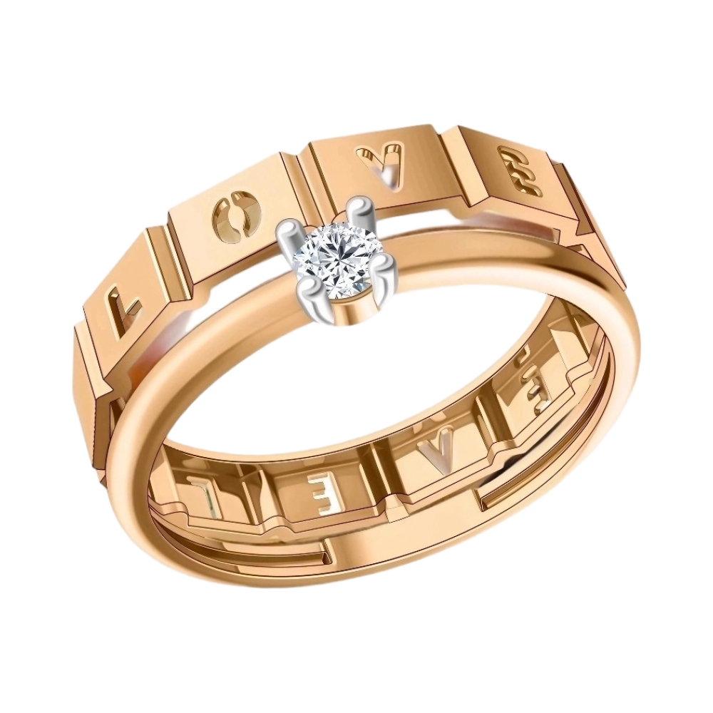 Ювелирное изделие - Кольцо из красного золота с фианитом в магазине Best-Gold 155921