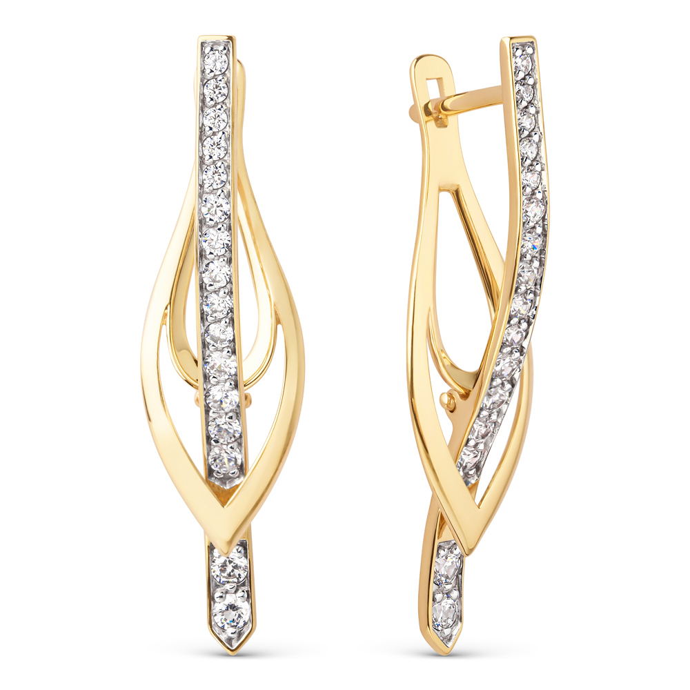 Ювелирное изделие - Серьги в желтом золоте с фианитами в магазине Best-Gold 129012