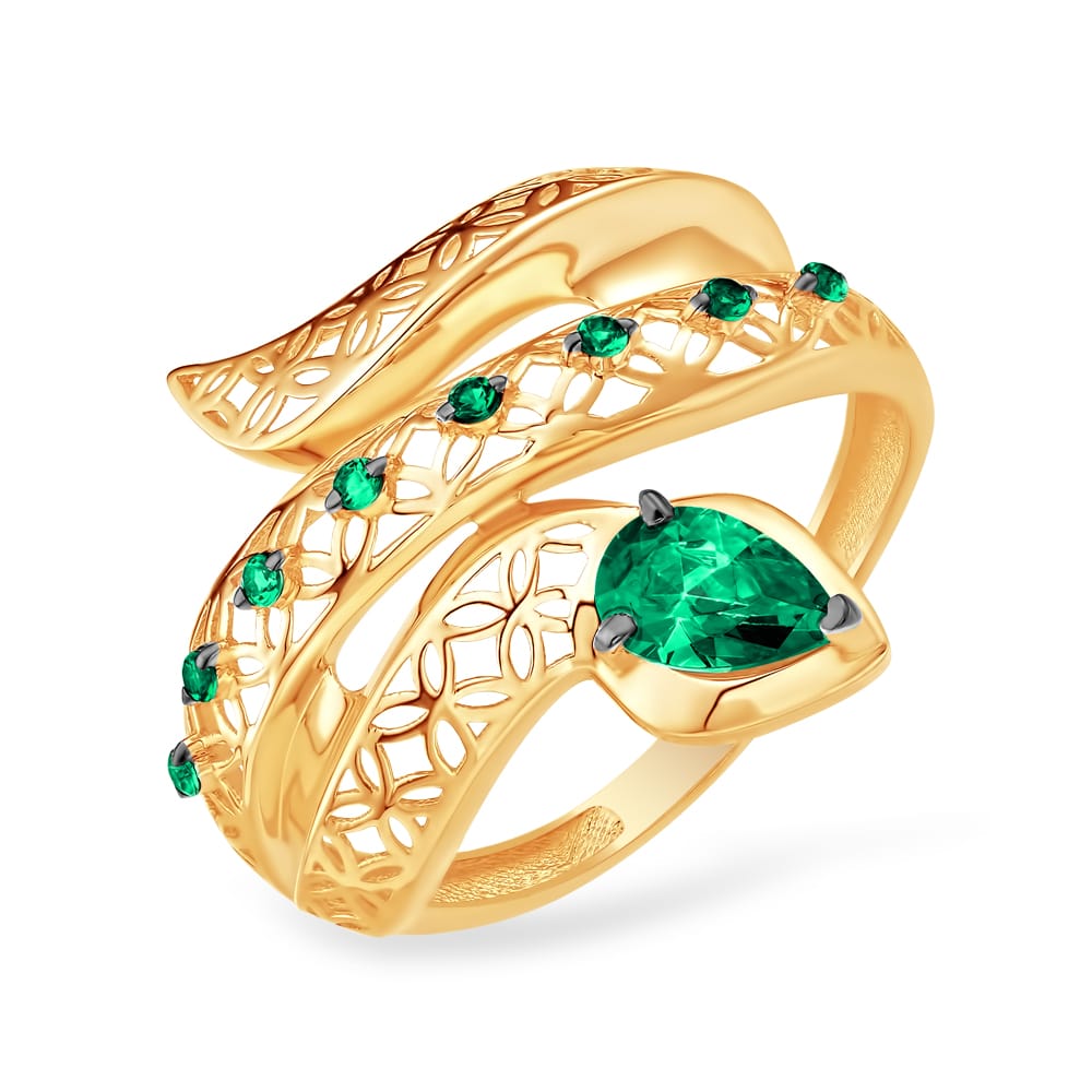 Кольцо из красного золота с фианитами