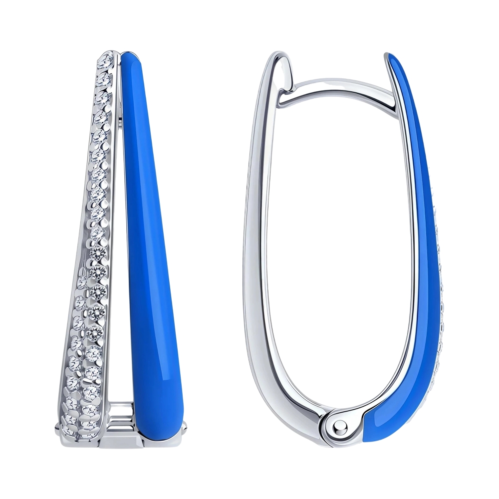 Ювелирное изделие - Серьги из серебра с фианитами и эмалью в магазине Best-Gold 152794