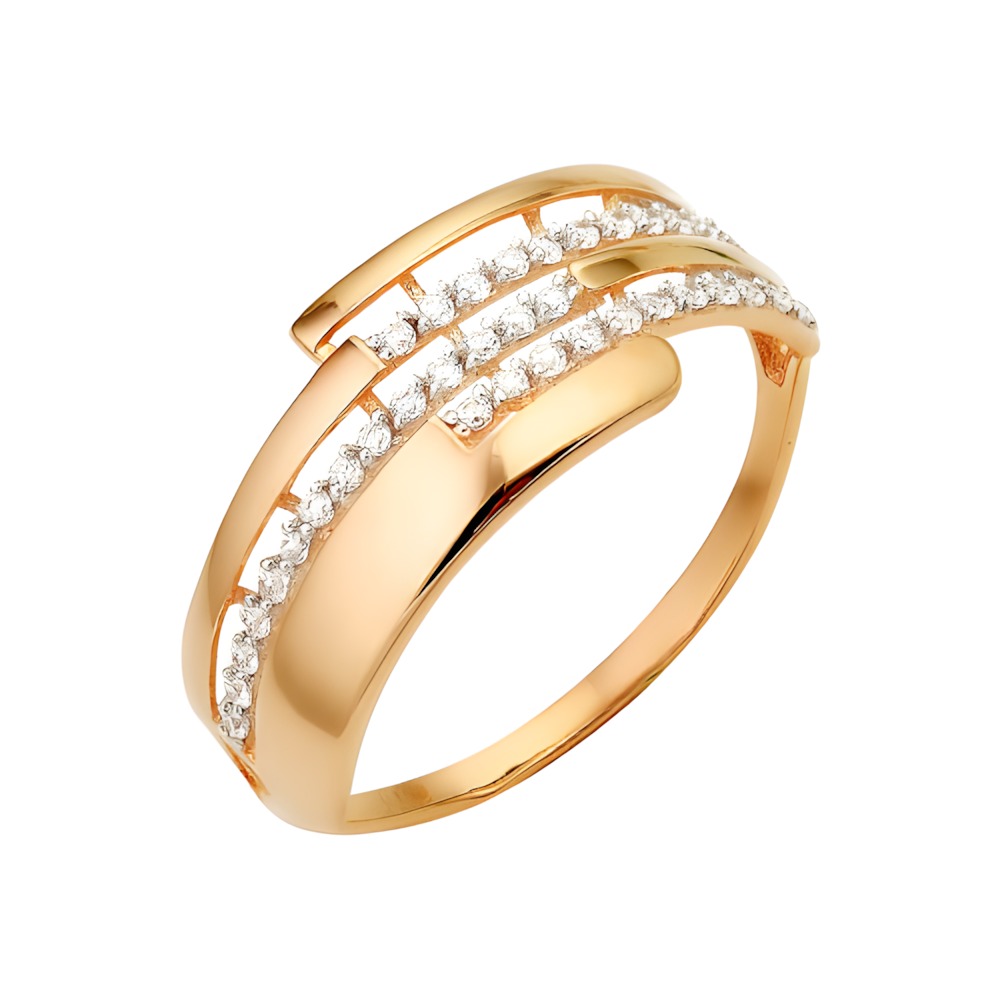 Кольцо из красного золота с фианитами