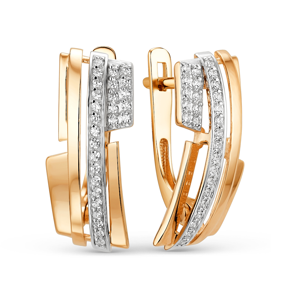 Ювелирное изделие - Серьги из красного золота с фианитами в магазине Best-Gold 151569