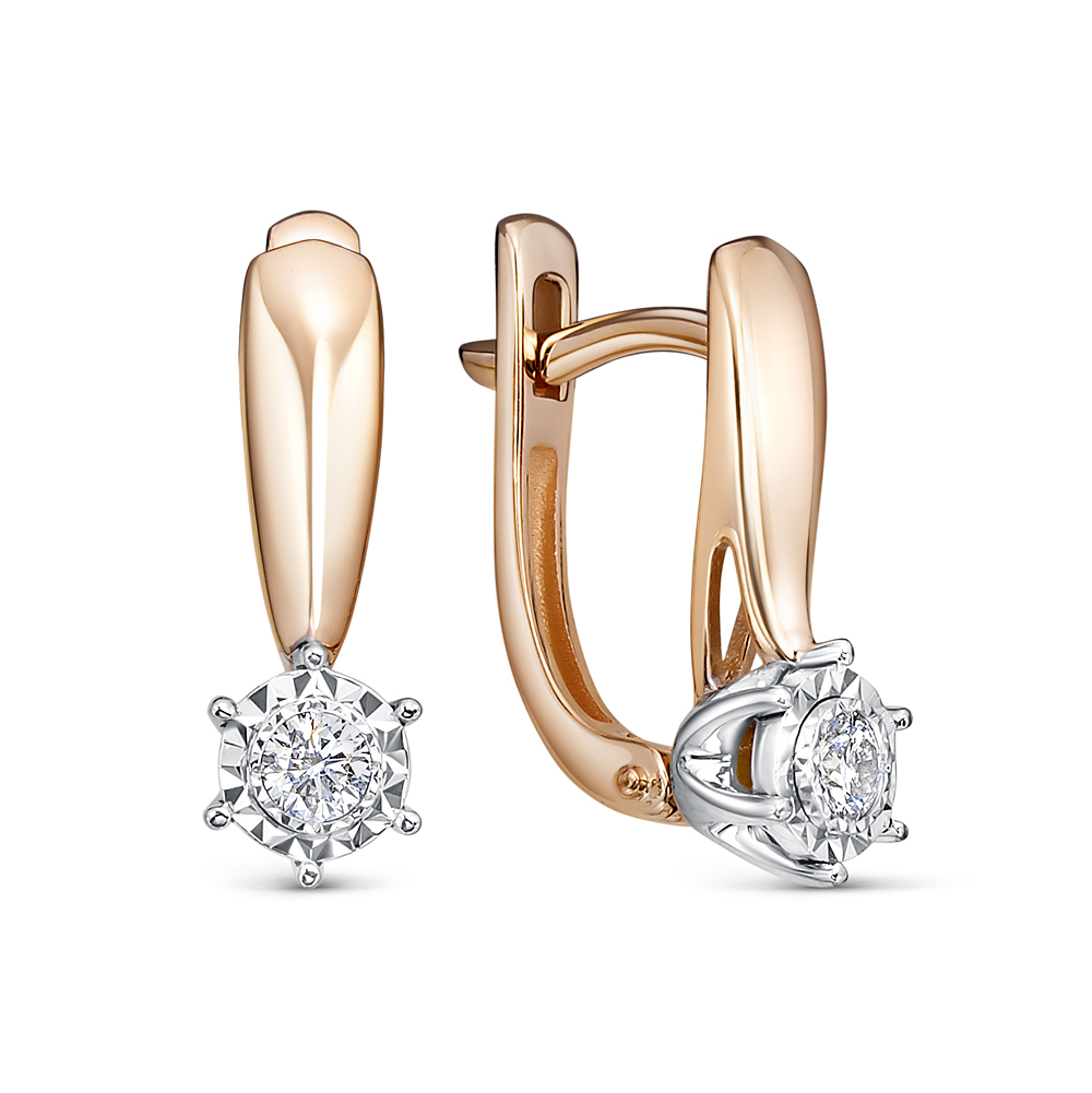 Ювелирное изделие - Серьги из красного золота с бриллиантами в магазине Best-Gold 153851