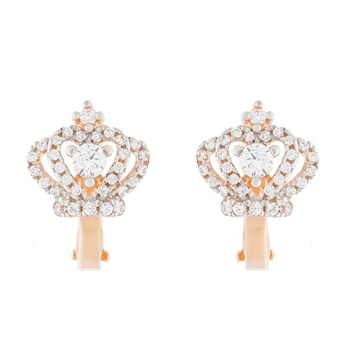 Ювелирное изделие - Серьги из красного золота с фианитами в магазине Best-Gold 005594