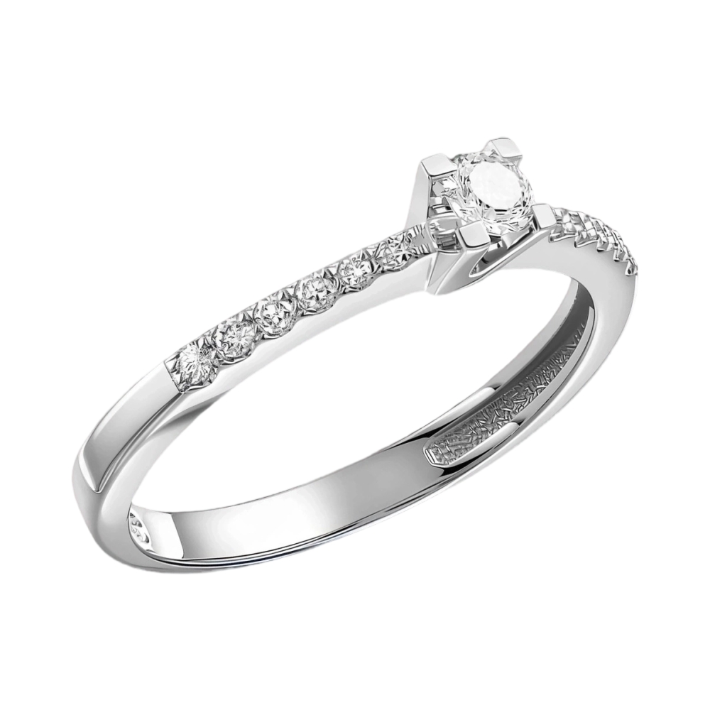 Ювелирное изделие - Кольцо помолвочное из белого золота с бриллиантами в магазине Best-Gold 028694