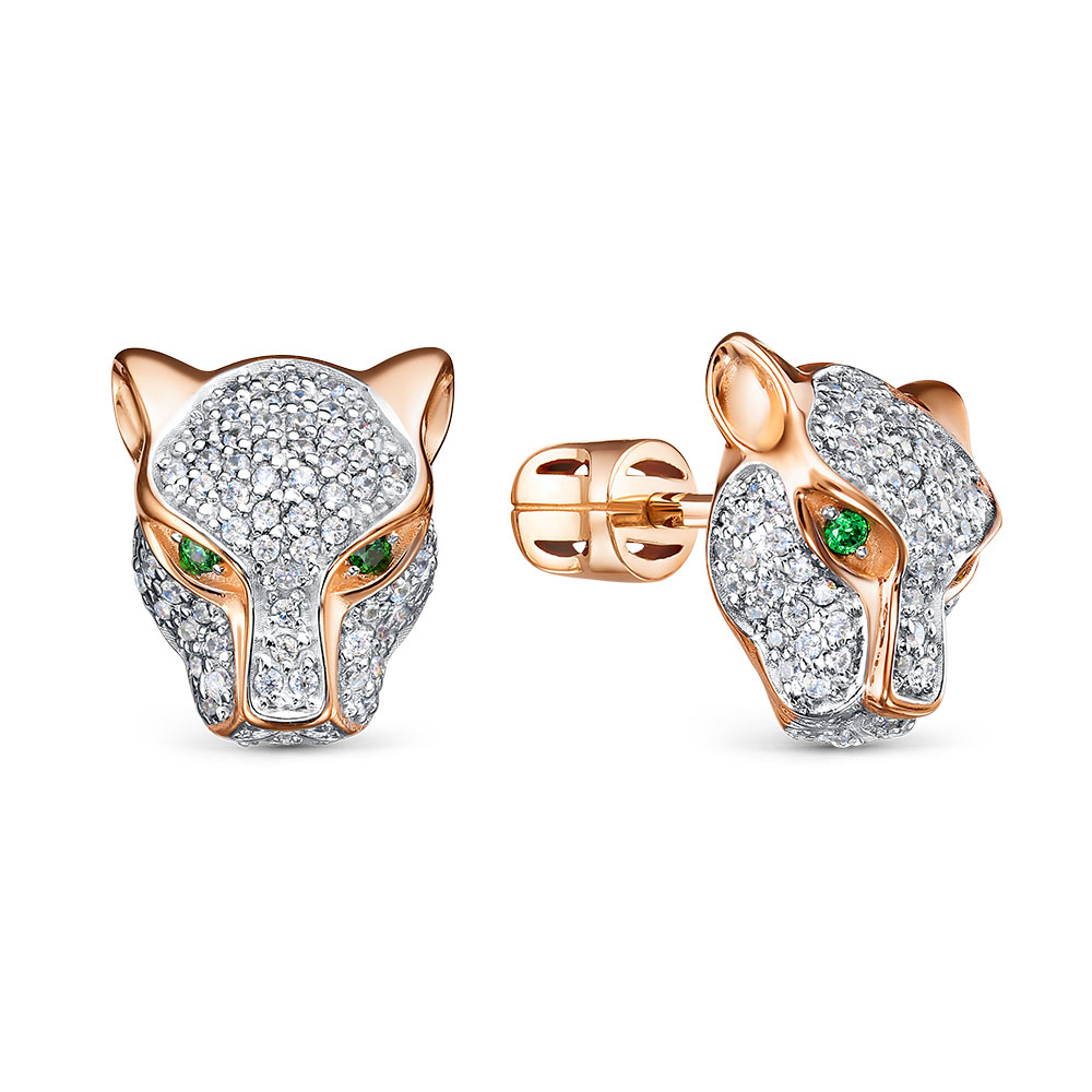 Серьги из красного золота с фианитами