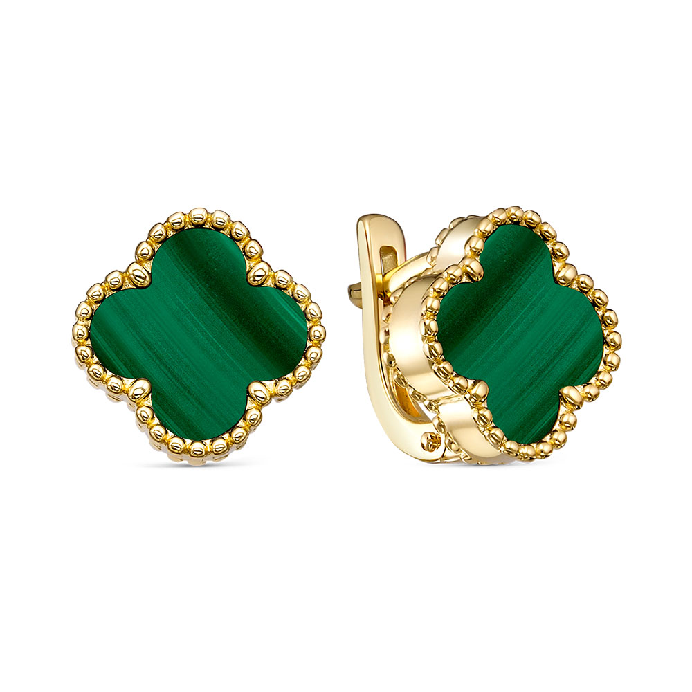 Ювелирное изделие - Серьги из желтого золота с малахитом в магазине Best-Gold 153837