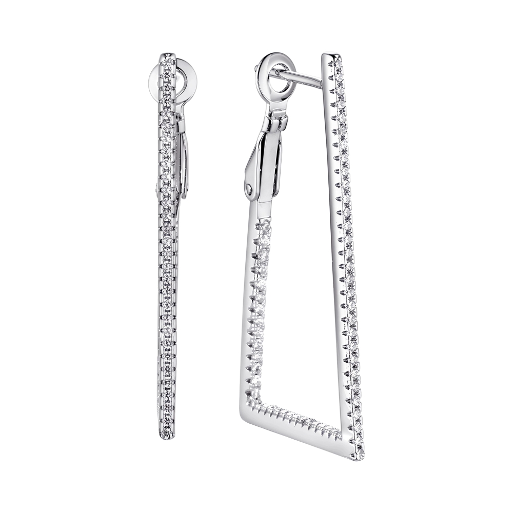 Серьги из серебра с фианитами