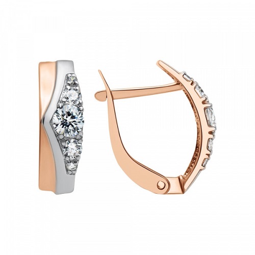 Ювелирное изделие - Серьги из красного золота с фианитами в магазине Best-Gold 099626