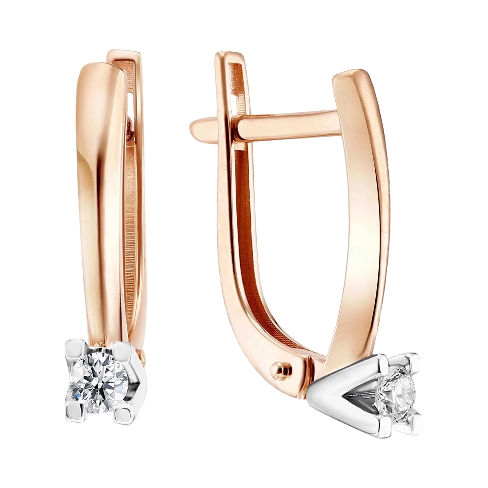 Серьги из красного золота с бриллиантами