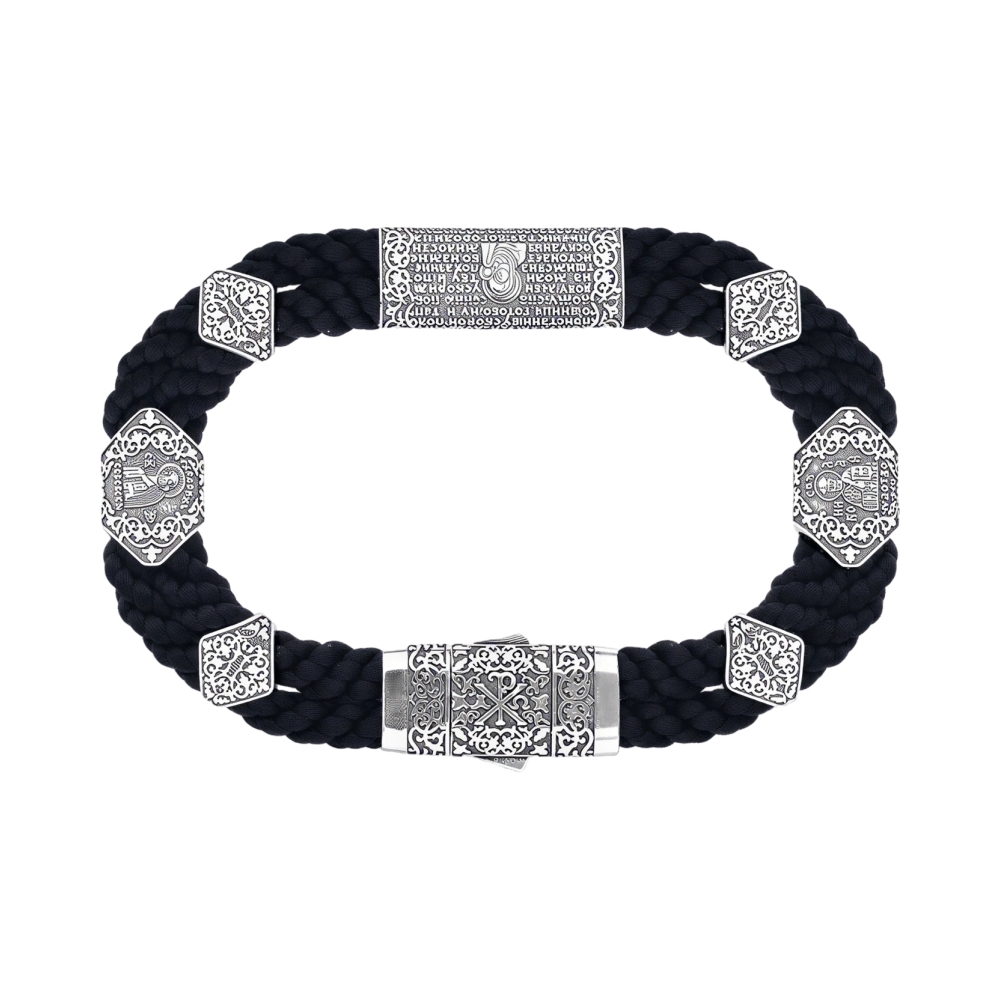 Браслет из текстиля с серебром