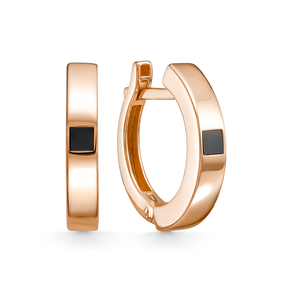 Серьги из красного золота с ониксом