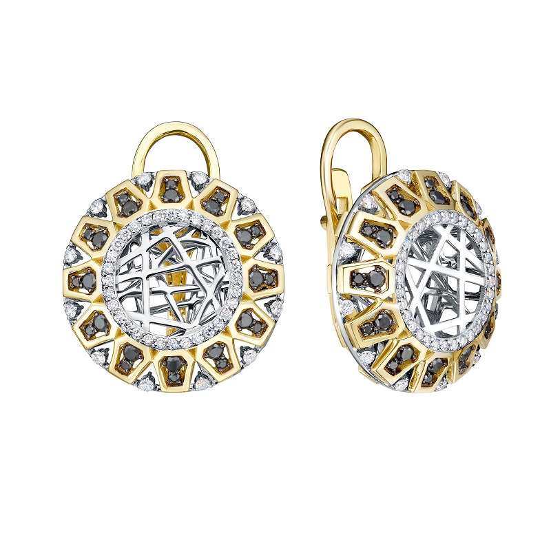 Серьги из желтого золота с бриллиантами