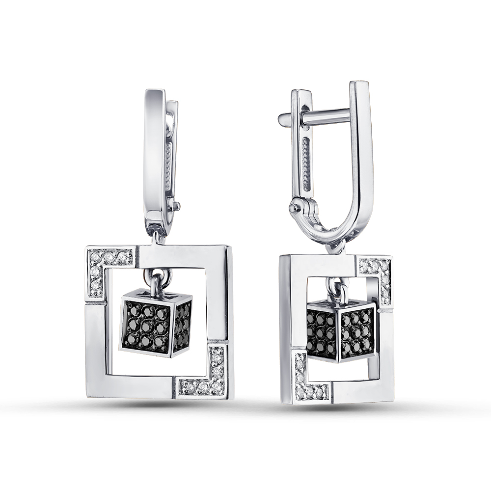 Ювелирное изделие - Серьги из белого золота с бриллиантами в магазине Best-Gold 143542