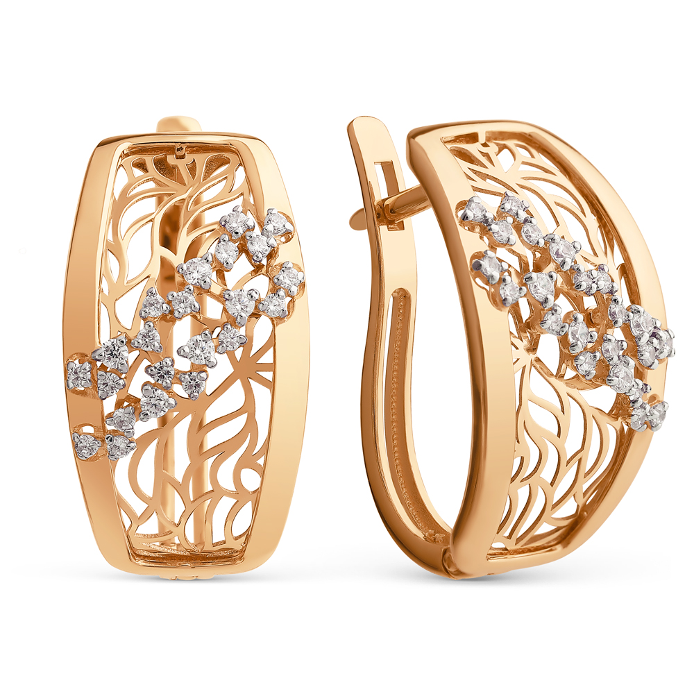 Ювелирное изделие - Серьги из красного золота с фианитами в магазине Best-Gold 151606