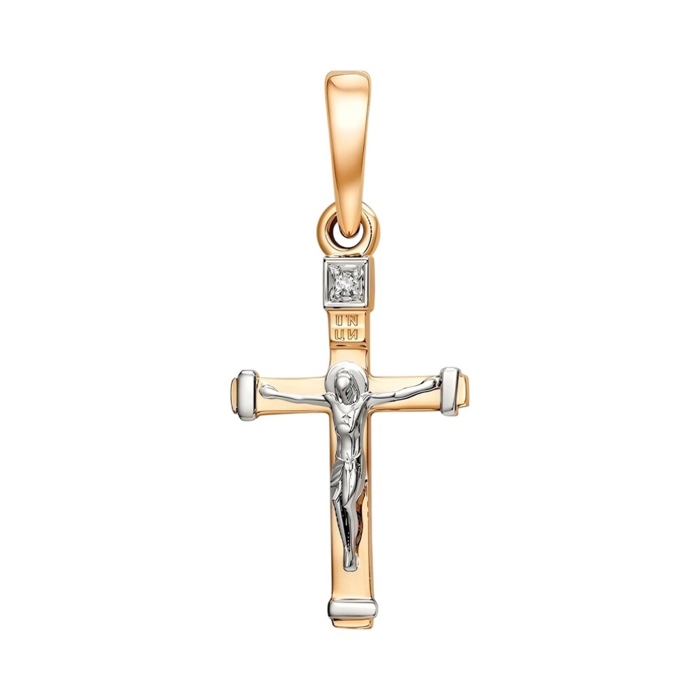 Ювелирное изделие - Крест из красного золота с бриллиантом в магазине Best-Gold 156086