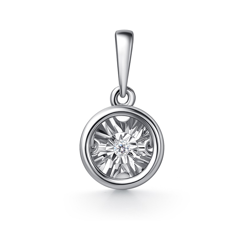 Подвеска из белого золота с бриллиантом