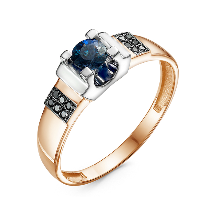 Кольцо из красного золота с сапфиром и бриллиантами