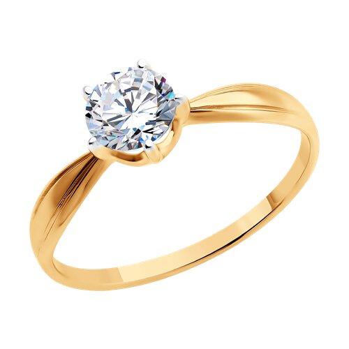 Кольцо из красного золота с фианитами