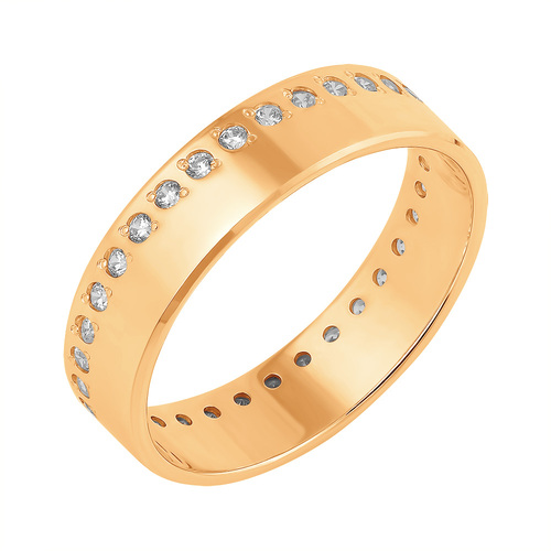 Ювелирное изделие - Обручальное кольцо из красного золота с фианитами в магазине Best-Gold 001705