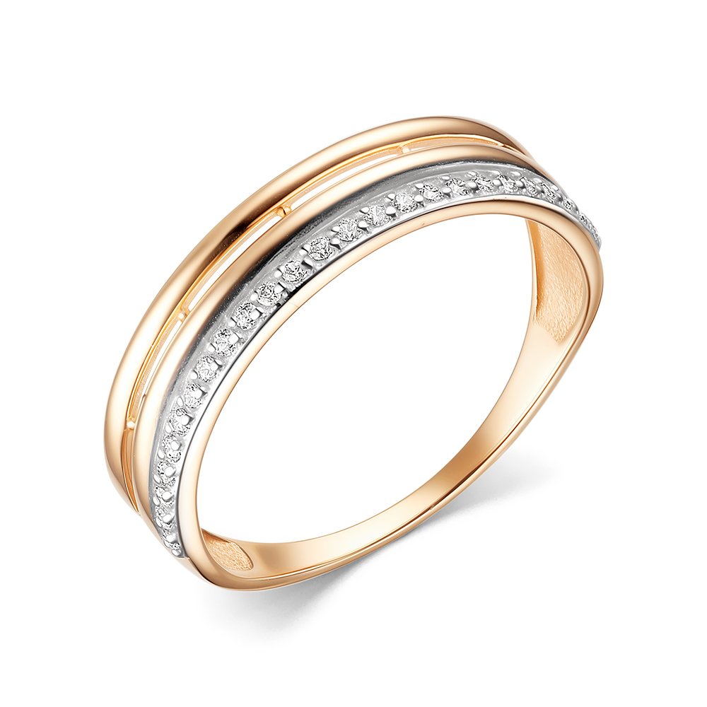 Кольцо из красного золота с фианитами