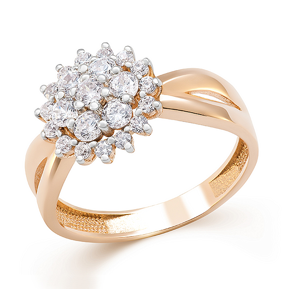 Кольцо из красного золота с фианитами