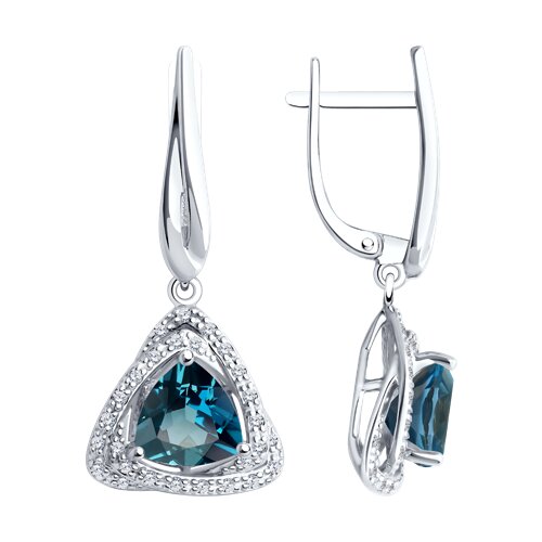 Ювелирное изделие - Серьги из белого золота с топазом и бриллиантами в магазине Best-Gold 144861