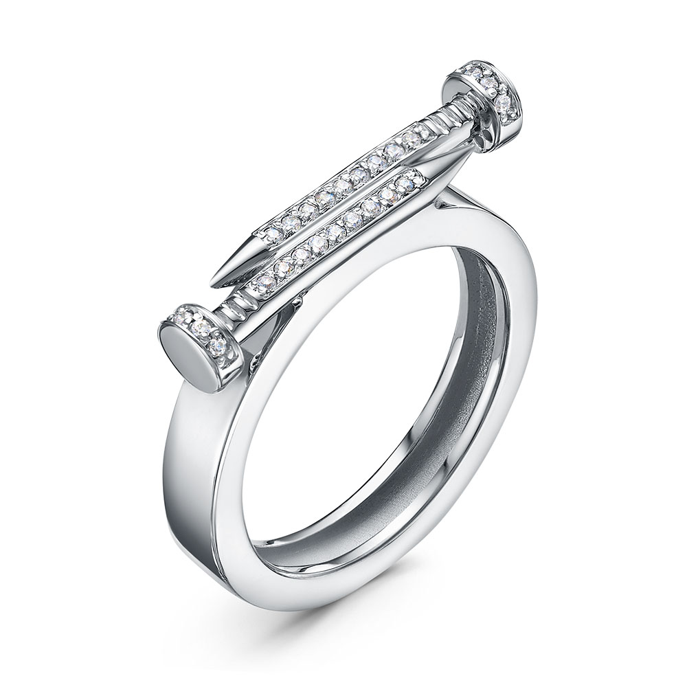 Кольцо из серебра с фианитами