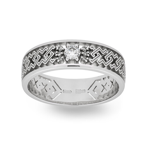 Ювелирное изделие - Обручальное кольцо из белого золота с бриллиантами в магазине Best-Gold 066487