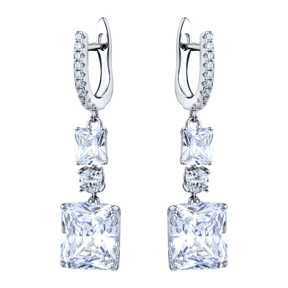 Ювелирное изделие - Серьги из серебра с цирконами в магазине Best-Gold 146591